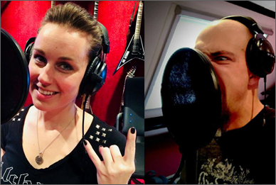 Nox Aeterna - Debbie and Erik recording backing vocals